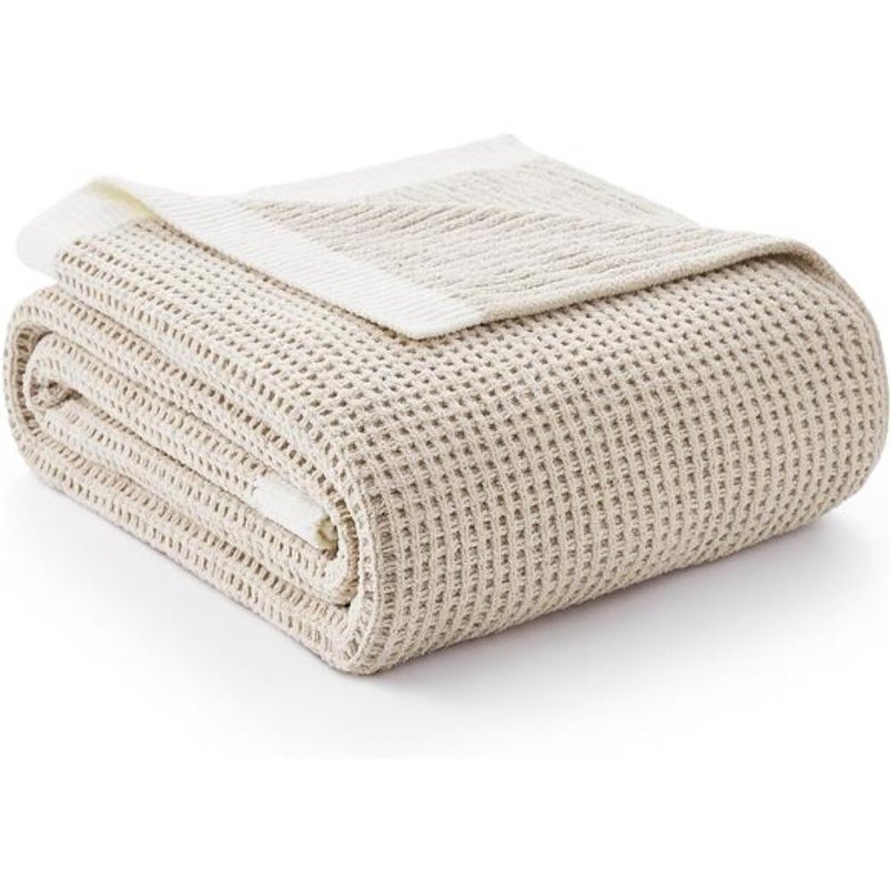 Home Waffle Throw Blanket for Couch, Soft Cozy Chenille Knit Blanket Warm Decor